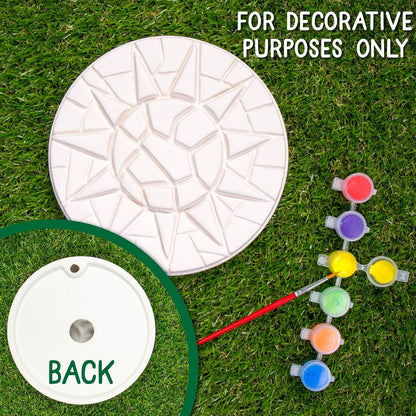 Creative Roots Mosaic Sun Stepping Stone Kit, Includes 7-Inch Ceramic Stepping Stone & 6 Vibrant Paints, DIY Garden Stone for Kids Ages 6+