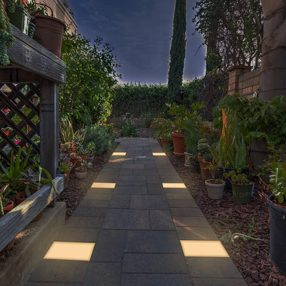 LUMENGY Paver Light 8×8 Inch (7.87 inch X 7.87 inch), Warm White Glare-Free Illumination for Driveways, Pathways, Pool Deck & Patios, 2700K Warm White, 12V AC/DC, Waterproof & Drive-Over Rated