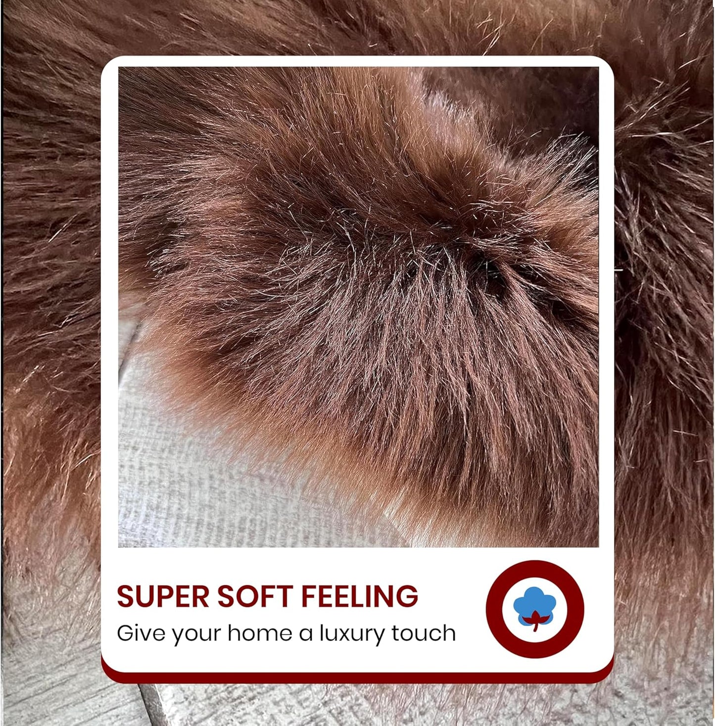 LAMBZY Faux Sheepskin Soft Hypoallergenic Free Shape Silky Shag Rug, Luxury Shaggy Silky Plush Carpet for Bedrooms Rugs Living Room Kids Rooms Sofa Floor Rugs (Double 2'x6', 60x180cm Brown)