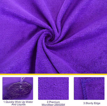 Nuenen Microfiber Cleaning Cloths for Cars 16 x 16 Inch Ultra Absorbent Car Towels Drying Reusable Cleaning Supplies House Kitchen Window Microfiber Towel(Purple,120 Pcs)