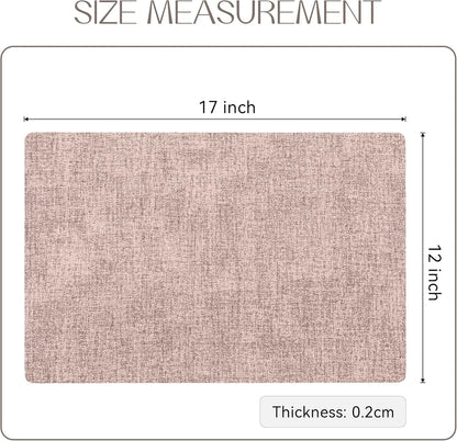 Romanstile Vinyl Placemats Set of 8-12 X 18 Inch - Heat Resistant Place Mats 100% Waterproof Oilproof Wipeable Reversible Faux Leather Table Mats for Kitchen/Dining/Party/Outdoor, Pink