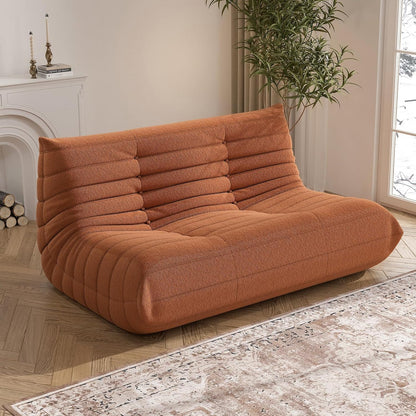 Bean Bag Chair, Loveseat Fireside Chair Bean Bag Sofa Large Bean Bag Chair for Adults, 2 Seater Bean Bag Chairs for Teens with High Density Comfortable Foam, Bean Bag for Living Room, Bedroom (Orange)