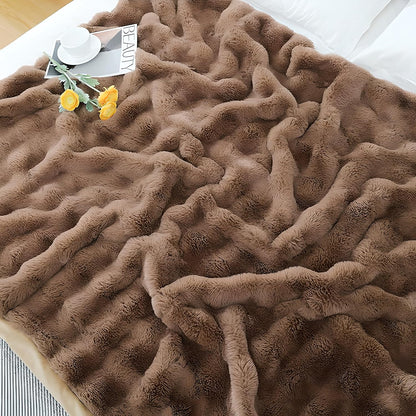 UKELER Large Fluffy Fleece Blankets Throws for Bed Cozy Shaggy Faux Fur Blanket Soft Plush Thick Velvet Blanket for Bedroom, Living Room, Office, Camping 60''x80'' Brown