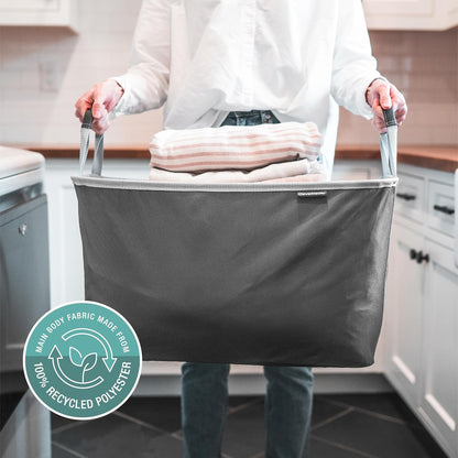 CleverMade Collapsible Laundry Basket Hamper - Shadow Stone Gray 2-Pack 60L - Space Saving Storage Organizer with Handles Foldable Home Organization