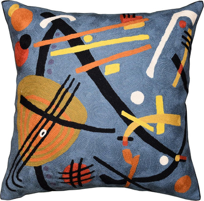 Kandinsky Modern Throw Pillow Cover - Escape | Abstract Pillow | Modern Couch Pillow | Contemporary Pillows | Modern Outdoor Pillow | Mid Century Chair Cushions | Handmade Wool Size 18x18