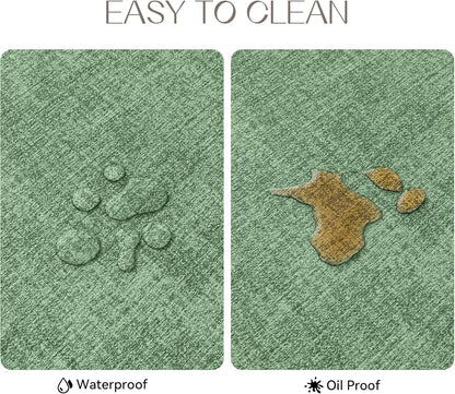 Romanstile Vinyl Placemats Set of 8-12 X 18 Inch - Heat Resistant Place Mats 100% Waterproof Oilproof Wipeable Reversible Faux Leather Table Mats for Kitchen/Dining/Party/Outdoor, Dark Green