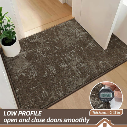 BEQHAUSE Dirt Trapper Door Mat 32"x48" Non-Slip Door Mats Washable Entryway Rugs Stain Resistant Doormat Absorbent Welcome Floor Mat for Front Back Door, Muddy Wet Shoes & Paws,Brown