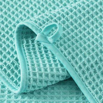 Microfiber Waffle Face Towels, 2 Pieces, Soft, Absorbent, Fast Drying, Lint Free (Turquoise)