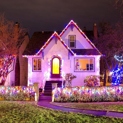 JMEXSUSS Icicle Christmas Lights, 200 LED Multicolor Indoor Outdoor Waterproof, 8 Modes Decorations for Xmas Roof Party Holiday