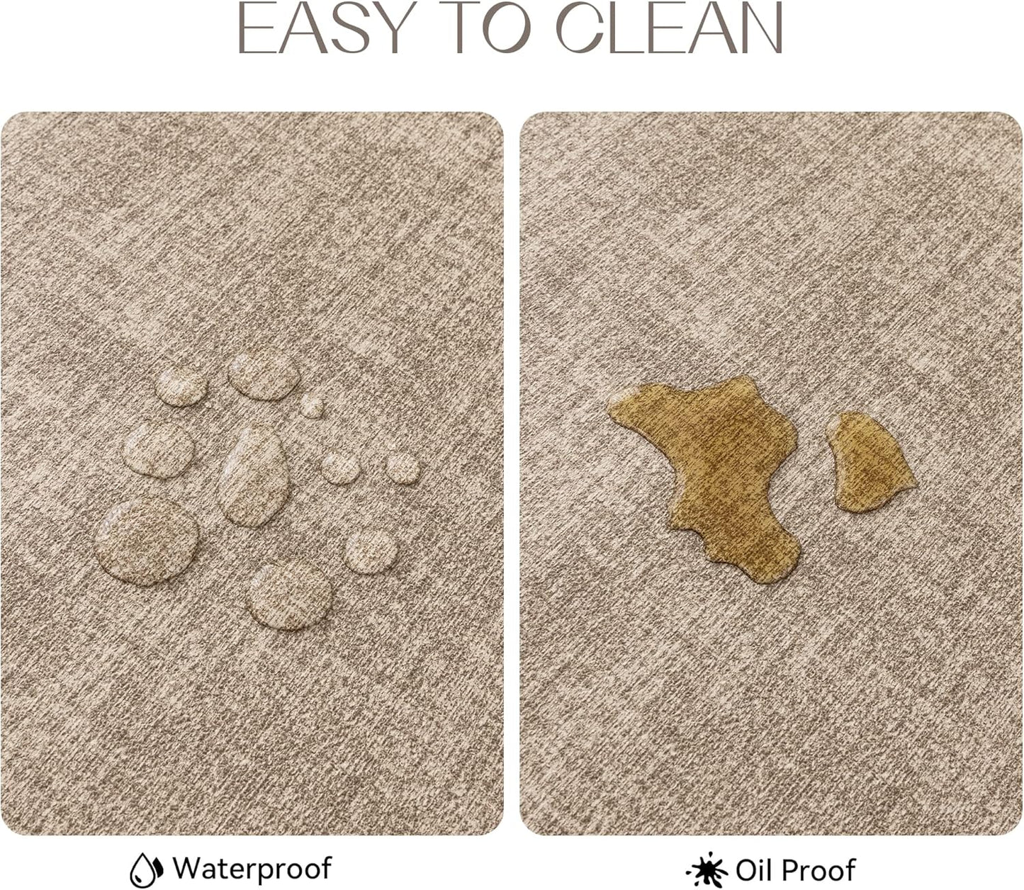 Romanstile Vinyl Placemats Set of 8-12 X 18 Inch - Heat Resistant Place Mats 100% Waterproof Oilproof Wipeable Reversible Faux Leather Table Mats for Kitchen/Dining/Party/Outdoor, Khaki