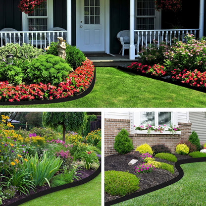 Landscape Edging, 90' 2" Tall Garden Edging with Scissors, Lawn Edging with 108 Garden Spikes and 5 Connectors, Heavy Duty PP&PE Material Edging for Landscaping, Garden, Lawn, Black