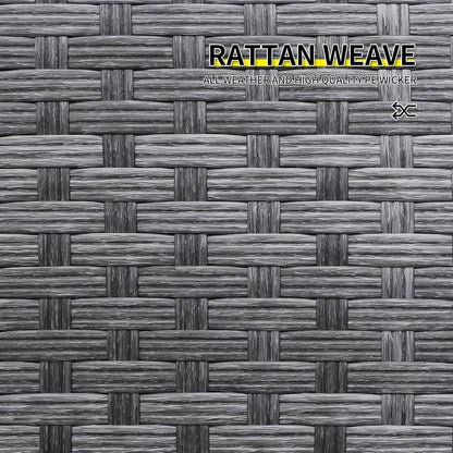 Outdoor Wicker Storage Side Table, Patio Grey PE Rattan End Table with Storage, Square Container for Furniture Covers, Toys, and Gardening Tools