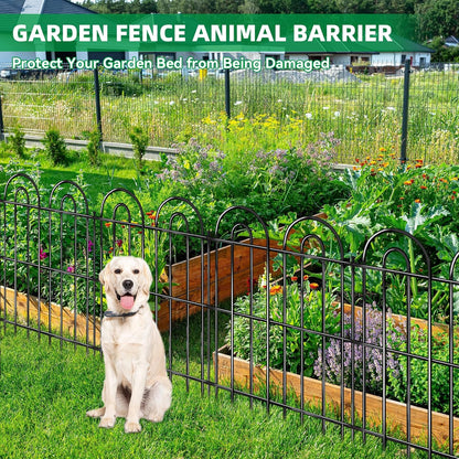 15 Panels Decorative Garden Fence, 32 in(H) X 30 ft(L) No Dig Dog Fence Outdoor for Yard, Rustproof Tall Metal Garden Fencing Animal Barrier with Ground Stakes, Temporary Fencing for Patio Outdoor