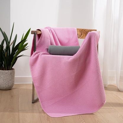 POLYTE Microfiber Oversize Quick Dry Lint Free Bath Towel, 60 x 30 in, 4 Pack (Waffle Weave)