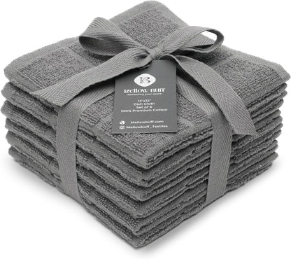 100% Cotton Terry Dish Cloth & Dish Towel, 6 Pack, Super Soft and Absorbent Kitchen Towels, Perfect for Kitchen Cleaning and Dish Washing (Grey 6 Pack)