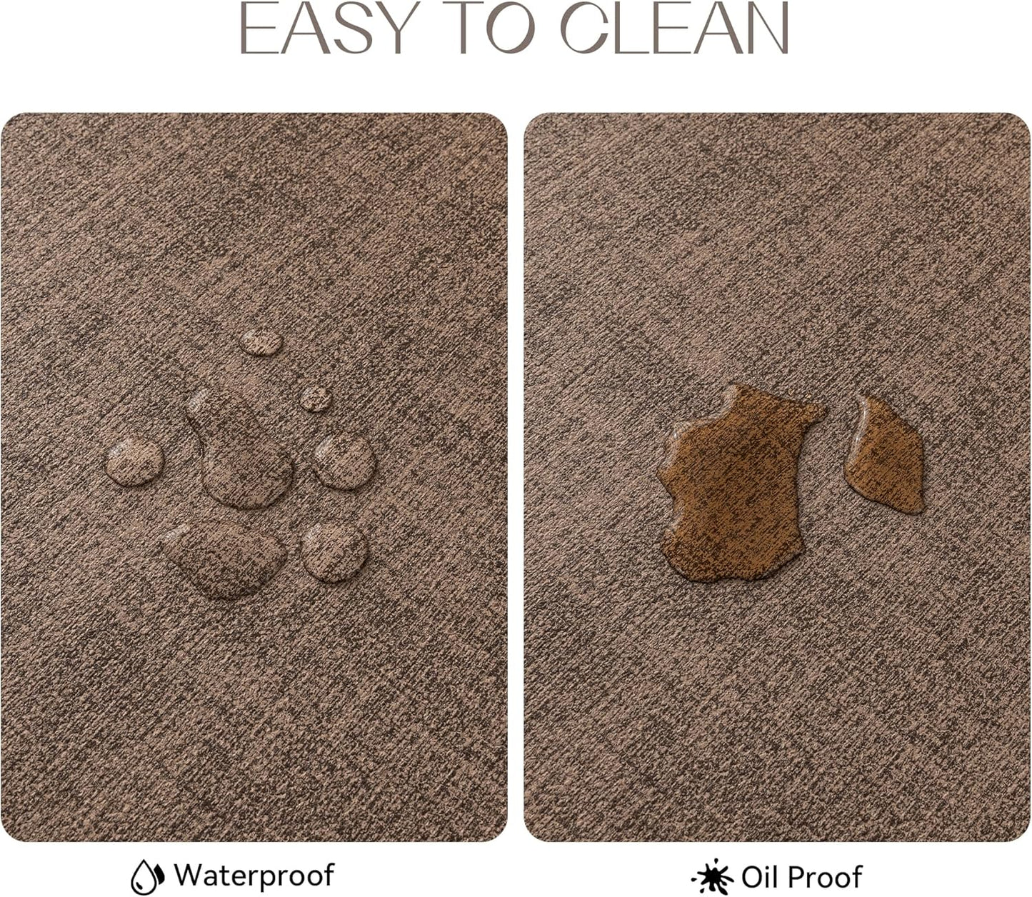 Romanstile Vinyl Placemats Set of 6-12 X 18 Inch - Heat Resistant Place Mats 100% Waterproof Oilproof Wipeable Reversible Faux Leather Table Mats for Kitchen/Dining/Party/Outdoor, Brown