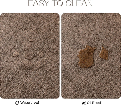 Romanstile Vinyl Placemats Set of 12-12 X 18 Inch - Heat Resistant Place Mats 100% Waterproof Oilproof Wipeable Reversible Faux Leather Table Mats for Kitchen/Dining/Party/Outdoor, Brown