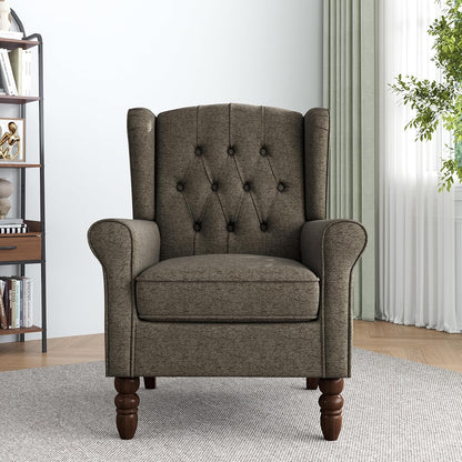 Lumibee High Back Accent Chair,Upholstered Wingback Armchair with Solid Wood Legs for Small Spaces,Comfy Single Sofa Chair for Living Room,Bedroom,Office-Taupe