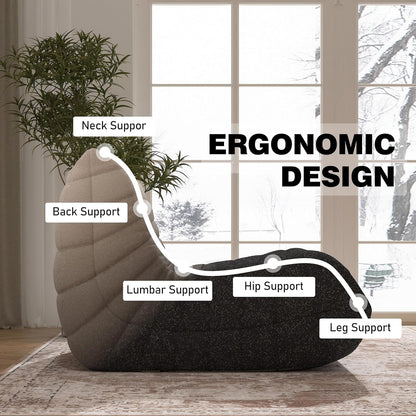 Bean Bag Chair, Fireside Chair Bean Bag Sofa Large Bean Bag Chair for Adults, Bean Bag Chairs for Teens with High Density Comfortable Foam, Memory Foam Bean Bag for Living Room, Bedroom (Black&White)