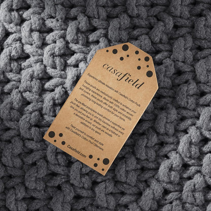 Casafield Square Pouf Ottoman, Dark Gray 18.5" W x 18.5" D x 14.5" H Cotton Knit Foot Stool - Boho Floor Pouffe for Living Room, Bedroom, Home Office