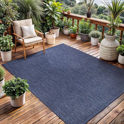 Washable Indoor Outdoor Rug 10x14 Weather Resistant Area Rugs Modern Solid for Porch Deck Balcony Backyard Patio Outside Carpet (10 X 14 Azure Blue)