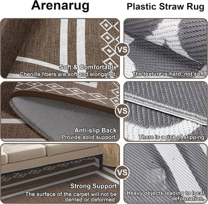 Outdoor Patio Rug, Outside Rectangular Carpet, Moroccan Geometric Rugs, Washable Large Indoor Outdoor Rug 8x10 Mats for RV, Picnic, Backyard, Deck, Balcony, Porch, Beach