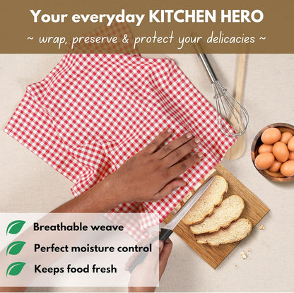 Native Fab 12 Pack Gingham Check Kitchen Towels 16"x26" - Mini Plaid Cotton Dish Towels Washable - Absorbent Tea Towel, Soft Hand Towel with Hanging Loop, Dish Cloth Set - Red White