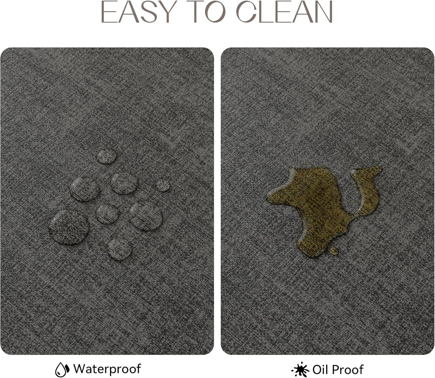 Romanstile Vinyl Placemats Set of 8-12 X 18 Inch - Heat Resistant Place Mats 100% Waterproof Oilproof Wipeable Reversible Faux Leather Table Mats for Kitchen/Dining/Party/Outdoor, Charcoal