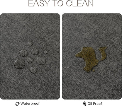 Romanstile Vinyl Placemats Set of 12-12 X 18 Inch - Heat Resistant Place Mats 100% Waterproof Oilproof Wipeable Reversible Faux Leather Table Mats for Kitchen/Dining/Party/Outdoor, Charcoal