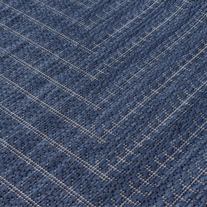 Adiva Rugs Outdoor Indoor Area Rug, Weather Resistant, Easy to Clean, Stain Resistant Floor Mat for Dining Room, Backyard, Deck, Patio (Navy Weiss, 2'6" x 7')