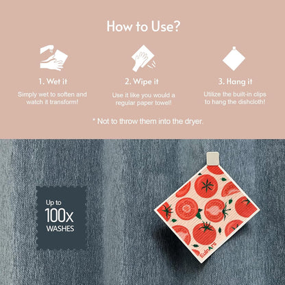 Reusable Paper Towels, Swedish Dishcloths for Kitchen 8-Pack, Non-Scratch Swedish Dish Towels, Super Absorbent Cellulose Dish Cloths, No Odor Dish Rags