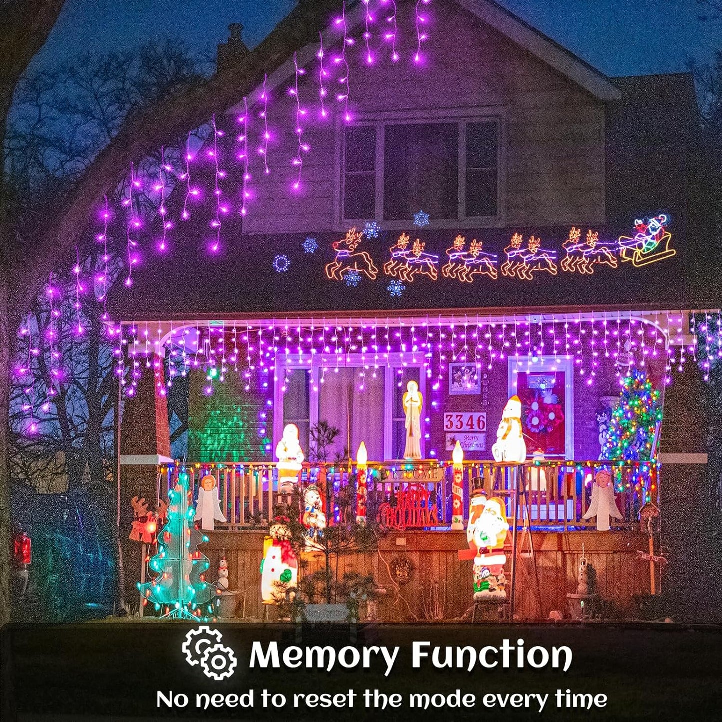 33ft Purple Halloween Lights Outdoor Indoor, 400 LED Icicle Lights for Outside Twinkle Christmas Lights with 75 Drops Clear Wire Timer 8 Modes for House Party Tree Yard Patio Eaves Holiday Decoration