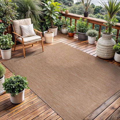 Washable Indoor Outdoor Rug 6x9 Weather Resistant Area Rugs Modern Solid Jute Rug for Porch Deck Balcony Backyard Patio Outside Carpet (6 X 9 Jute Beige)
