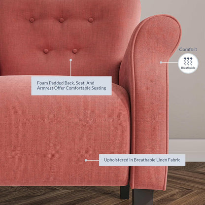 BELLEZE Modern Accent Chair for Living Room, High Back Armchair with Wooden Legs, Upholstered Wingback Side Chair Padded Armrest Single Sofa Club Chair for Living Room, Bedroom - Allston (Brick)