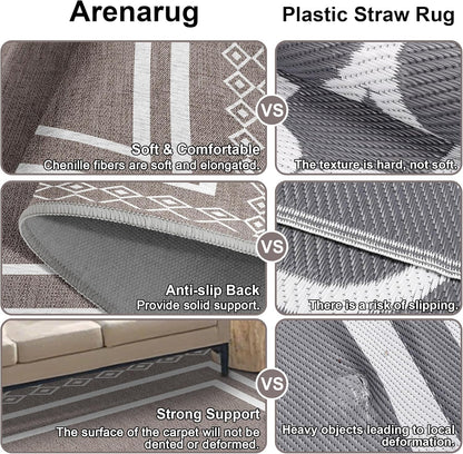 Outdoor Patio Rug, Outside Rectangular Carpet, Moroccan Geometric Rugs, Washable Large Indoor Outdoor Rug 6x9 Mats for RV, Picnic, Backyard, Deck, Balcony, Porch, Beach