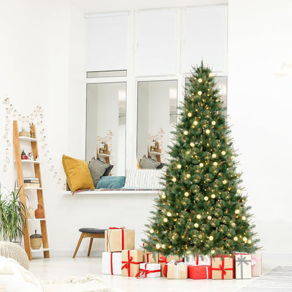 Selena 7.5ft Prelit Artificial Christmas Tree with 1209 Branch Tips, 400 Warm Lights and Metal Stand, 50" Wide Realistic Withered Christmas Tree with Lights by Naomi Home