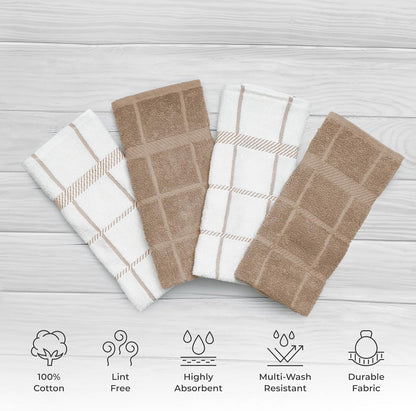 100% Cotton Terry Dish Cloth & Dish Towel, 6 Pack, Super Soft and Absorbent Kitchen Towels, Perfect for Kitchen Cleaning and Dish Washing (TAN (DT and DC Combo))