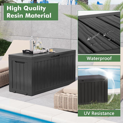 72 Gallon Deck Box Lockable Resin Outdoor Storage Box waterproof Outdoor Container for Patio Furniture Cushions, Pillow