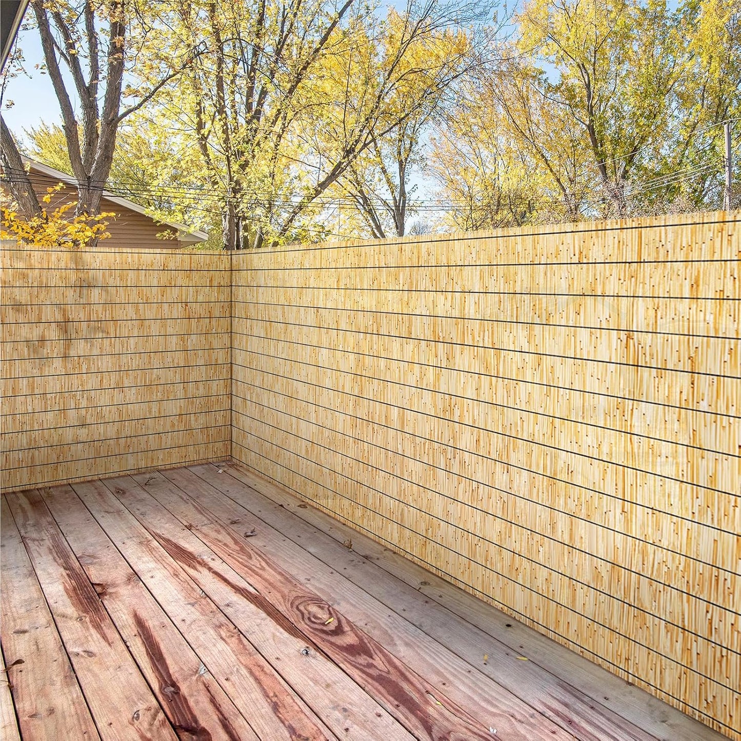 Natural Reed Fencing Rolls,6FT X 16.4FT Reed Screen Curtain Fence Covering Privacy Bamboo for Outdoor Backyard Patio（Yellow）