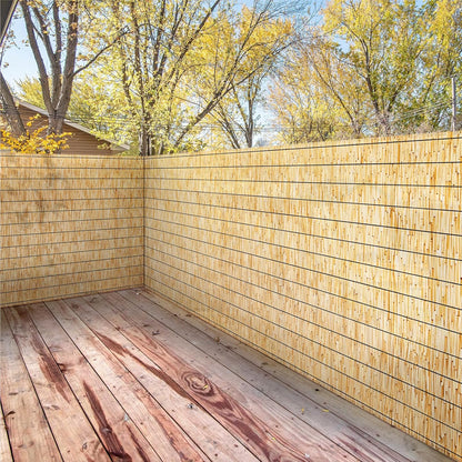 Natural Reed Fencing Rolls,6FT X 16.4FT Reed Screen Curtain Fence Covering Privacy Bamboo for Outdoor Backyard Patio（Yellow）