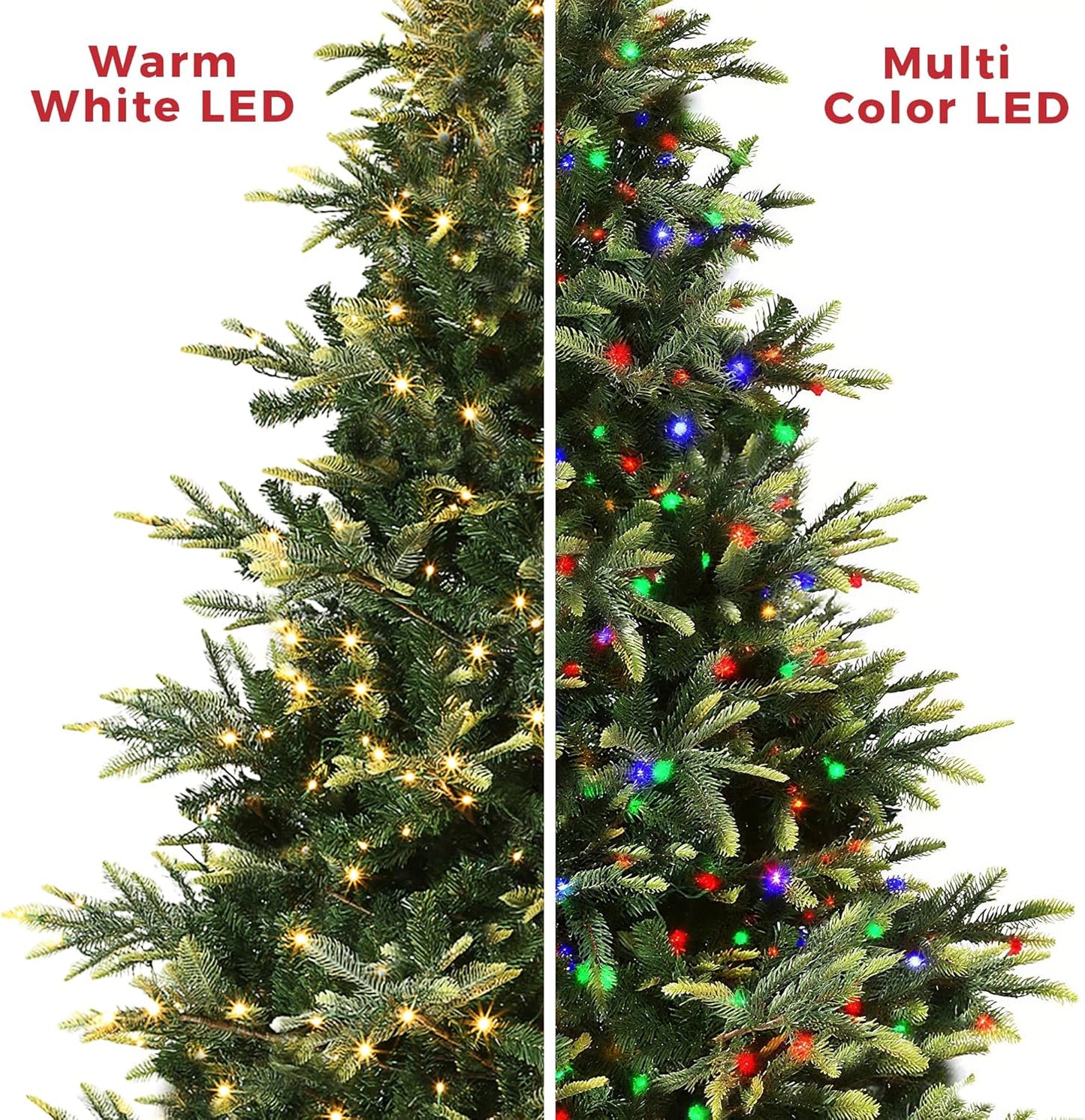 9ft Pre-lit Artificial Christmas Tree,Spruce Prelit Christmas Trees for Home,Office,Party Thickened PE&PVC Branch Tips & UL Listed Lights Incandescent Warm White,Fire-Resistant Automatic Branches