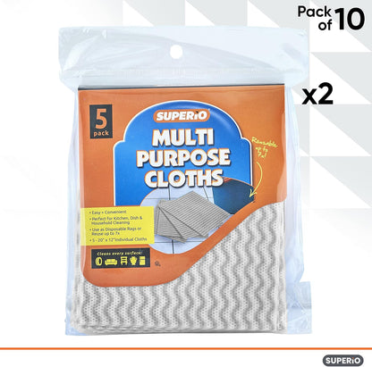 Superio Handy Wipes for Kitchen Multi-Purpose Heavy-Duty Reusable Cleaning Cloth for House, Bathroom, and Office. Disposable Dish Towel (10 Grey)