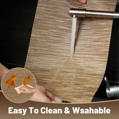 Placemats Set of 6，Non-Slip PVC Weave Table Mats Easy to Clean，Heat Resistant Place Mats for Kitchen Dining Table Decoration Indoor Outdoor，Light Brown