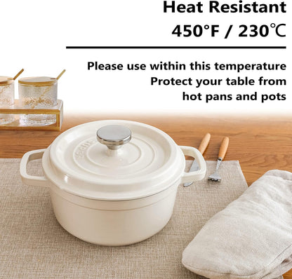 Home Brilliant Placemats Set of 8 Heat Resistant Dining Table Place Mats Plate Mat Cloth Placemats Kitchen Table Mats Indoor Outdoor, Light Linen