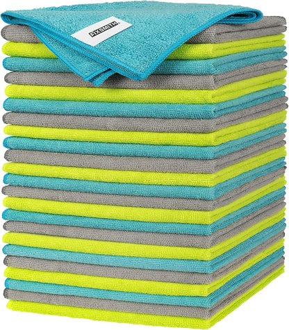 FIXSMITH Microfiber Cleaning Cloth - Pack of 24, Multi-Functional Cleaning Towels, Size: 12 x 16 in, Highly Absorbent Cleaning Rags, Lint-Free, Streak-Free Cleaning Cloths for Car Kitchen Home Office