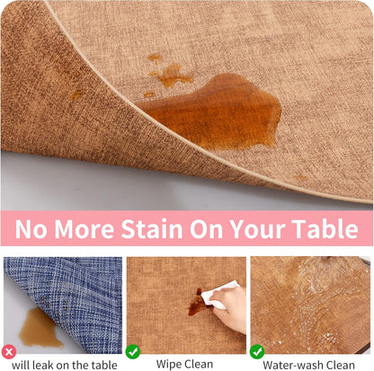 Maxpearl Faux Leather Placemats Set of 6 - Waterproof - Wipe Clean - Heat Resistant - Anti Slip Dining Table Place Mats, Suitable for Indoor & Outdoor Use, 17’’×12’’, Brown