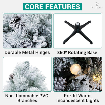 Naomi Home Darla Snowy Christmas Tree 4.5ft/Snow Flocked