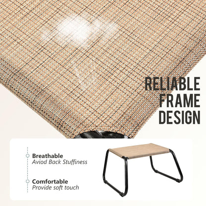 Outdoor Footstools for Patio,Backyard Patio Furniture Metal Frame Small Seat All Weather Footrest for Couch Patio Chairs 2 Pieces Beige