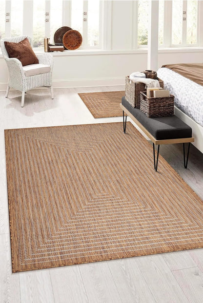 Adiva Rugs Outdoor Indoor Area Rug, Weather Resistant, Easy to Clean, Stain Resistant Floor Mat for Dining Room, Backyard, Deck, Patio (Wooden, 9' x 12')