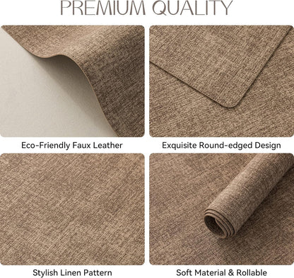 Romanstile Vinyl Placemats Set of 12-12 X 18 Inch - Heat Resistant Place Mats 100% Waterproof Oilproof Wipeable Reversible Faux Leather Table Mats for Kitchen/Dining/Party/Outdoor, Coffee